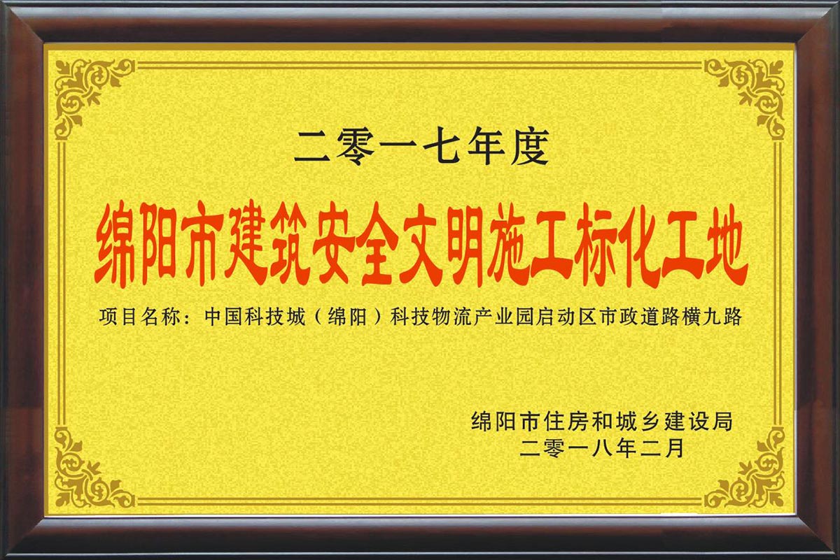 2018年横九路标化工地奖牌